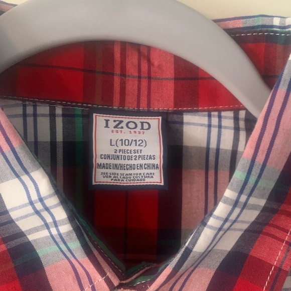 EUC Izod Christmas plaid shirt sz 10/12 - Picture 2 of 3